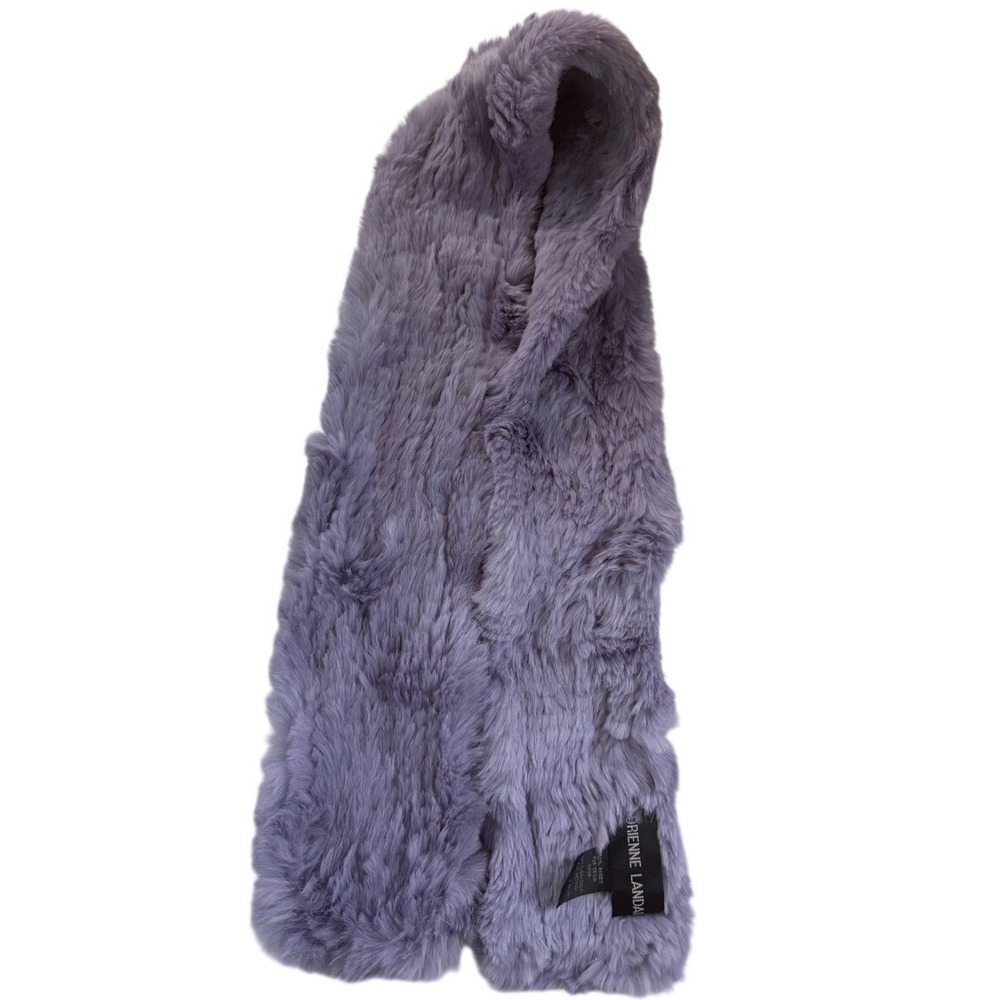 Adrienne Landau Lavender Purple 100% Genuine Rabbit Fur Scarf Plush Wrap - Picture 5 of 6